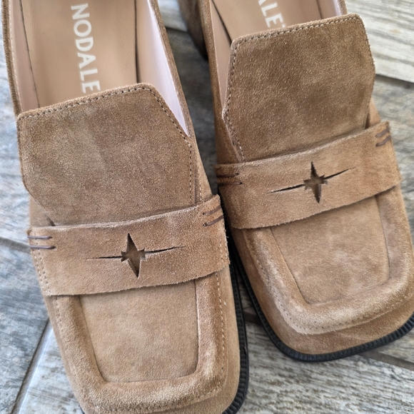 Nodaleto Women's Bulla Cara Hazel Tan Suede Block Heel Loafers 37 7 - Picture 3 of 6